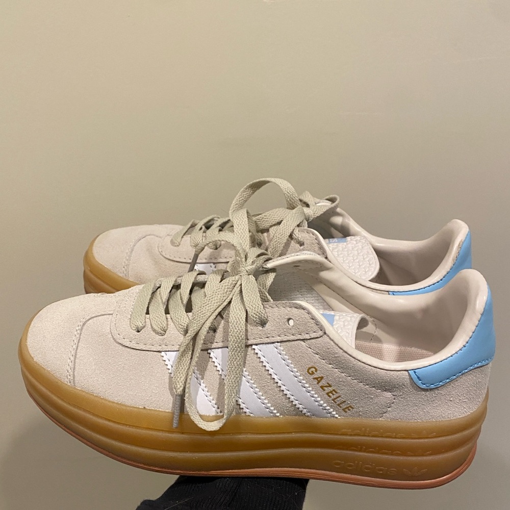 adidas Gazelle Sneakers in Cream and Blue